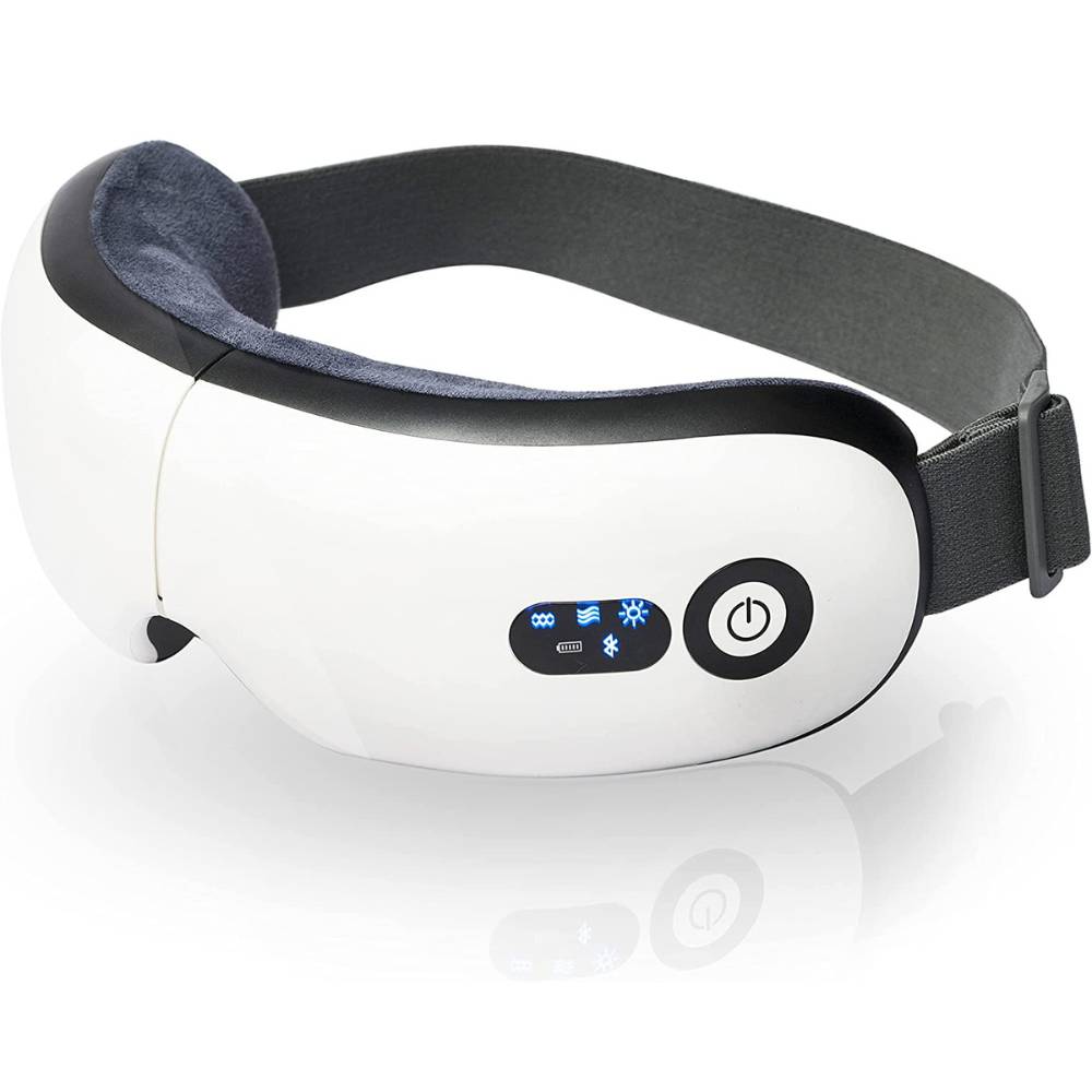 The eye massager mask, showing the adjustable elastic strap